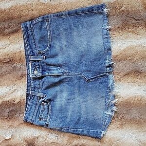 515 Levi's upcycled denim distressed skirt